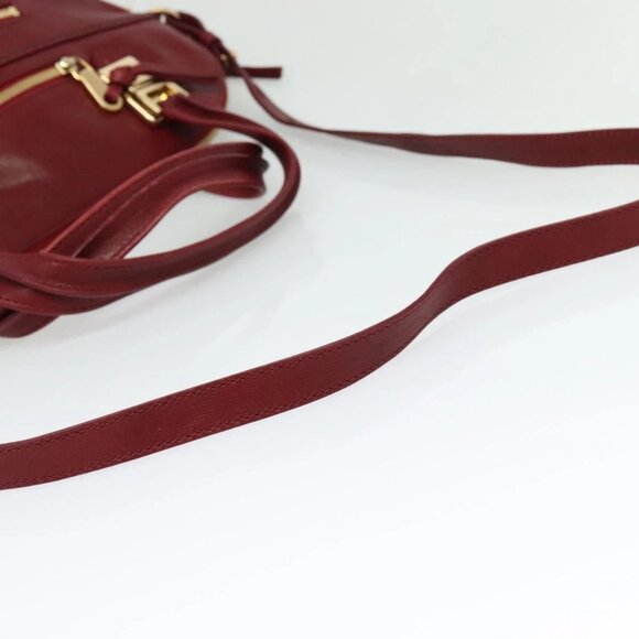 Chloe Angie Hand Bag Leather 2way Red Gold Auth BA2421 - Picture 8 of 16